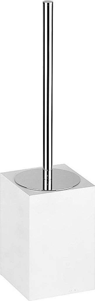 MAXIMA WC-Bürstengarnitur Polyresin Messing Chrom Weiß 92x385x92 mm für Bad & Küche >> freistehend anwendbar