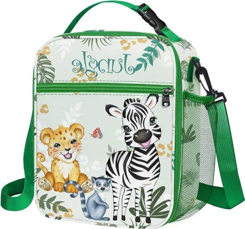 Lunchbox Isotherme Enfant Motif Jungle Vert - Boîte Repas École 800ml