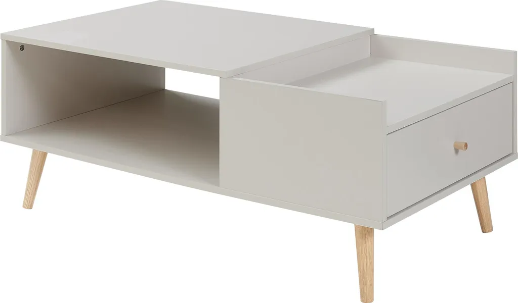 Table basse Hallevil idéale pour salon moderne : tiroir et gris clair - 3