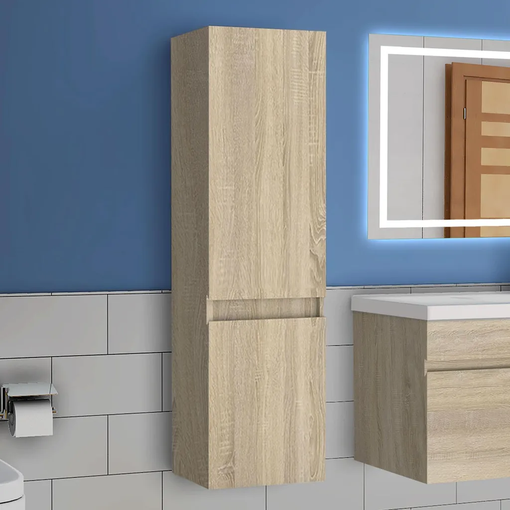Acezanble Colonne de Salle de Bain Suspendue Naturel 30x30x110 cm