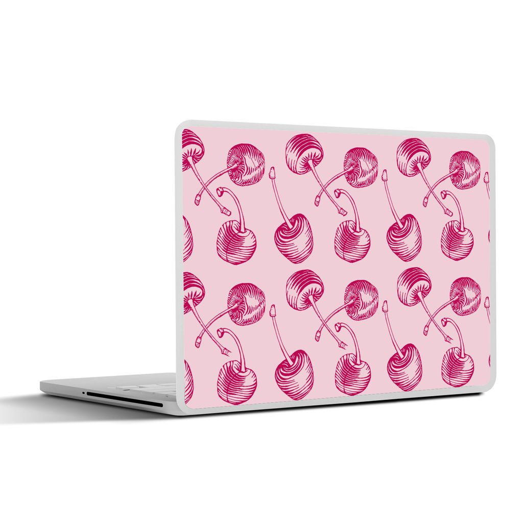 MuchoWow Laptop Aufkleber Sticker Cover Vintage - Kirschen - Muster - Rosa 36.5x27.5 cm - Laptop-Sticker
