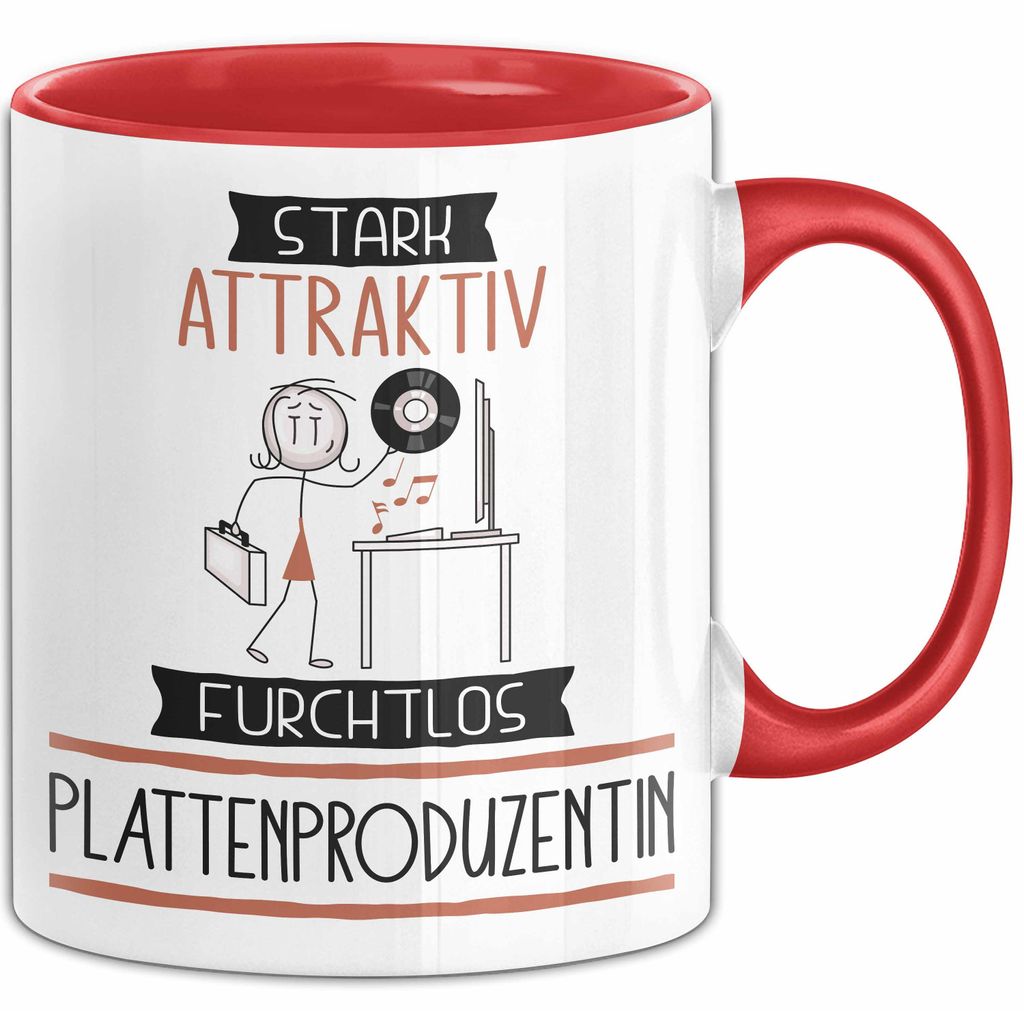 Plattenproduzentin Tasse Geschenk Becher Stark Attraktiv Furchtlos Plattenproduzentin Lustige Geschenkidee (Rot)