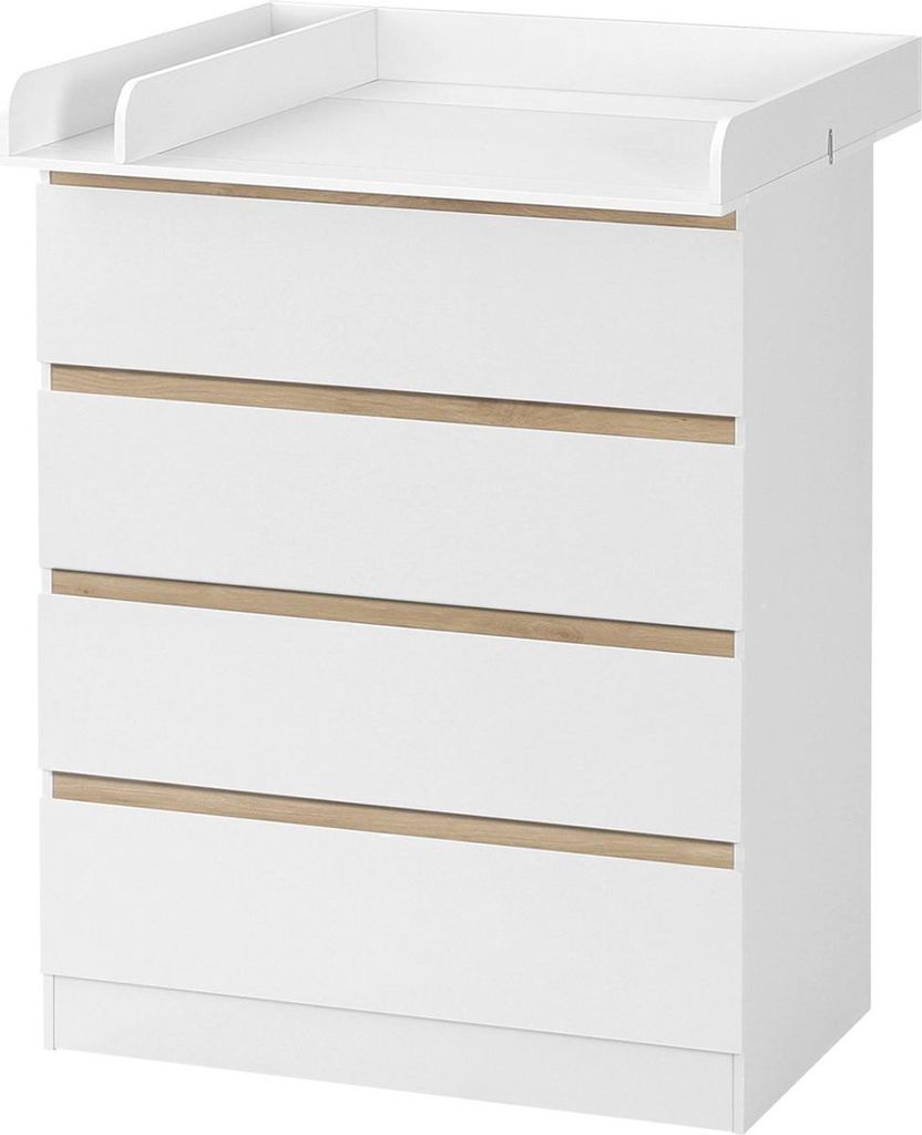 Commode Kast – Wickelkommode mit 4 Schubladen – Baby Kommode – Abladetisch – Weiß