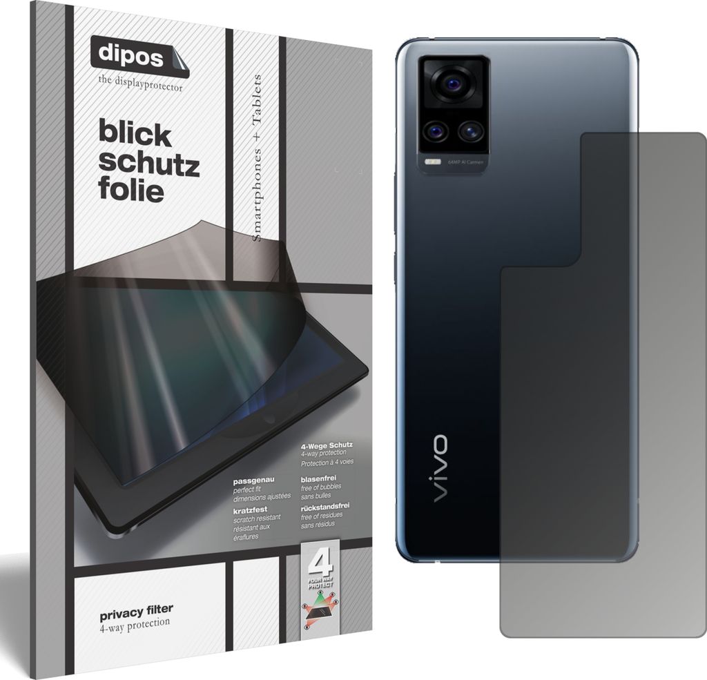 Schutzfolie für Vivo S7 5G Rückseite mit Sichtschutz Blickschutz Folie