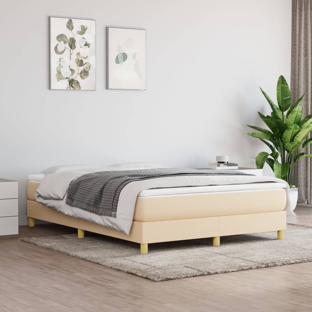 "Rabatt" Boxspring-Bettrahmen 2 Personen - Schlafzimmerbett - Creme 140x190 cm Stoff - Klassische Betten CC4534