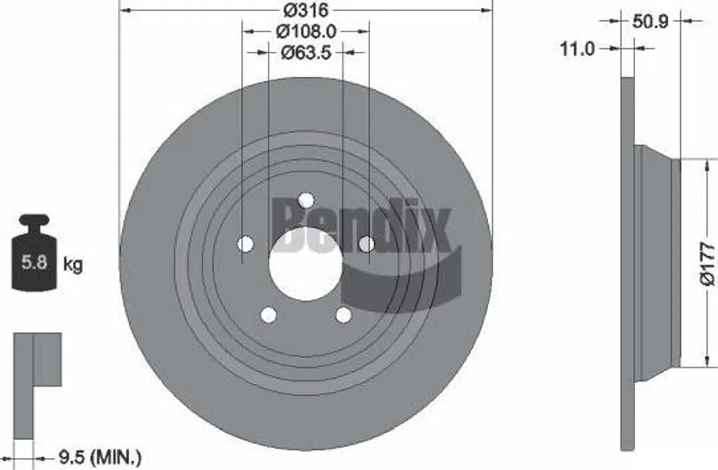 Disque de frein pour Ford Kuga BENDIX BDS1560 idéal pour entretien auto