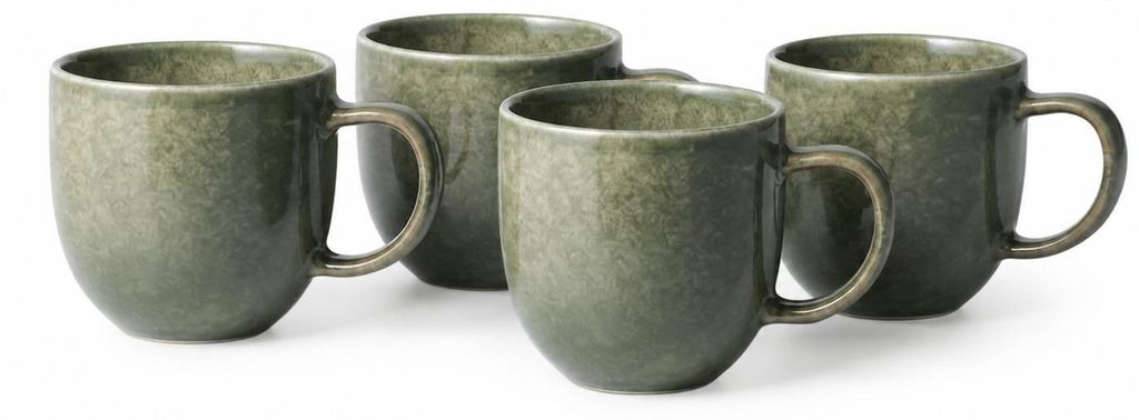 4 tazas de cerámica Olive de 350 ml, color verde, de la Imagen del producto 