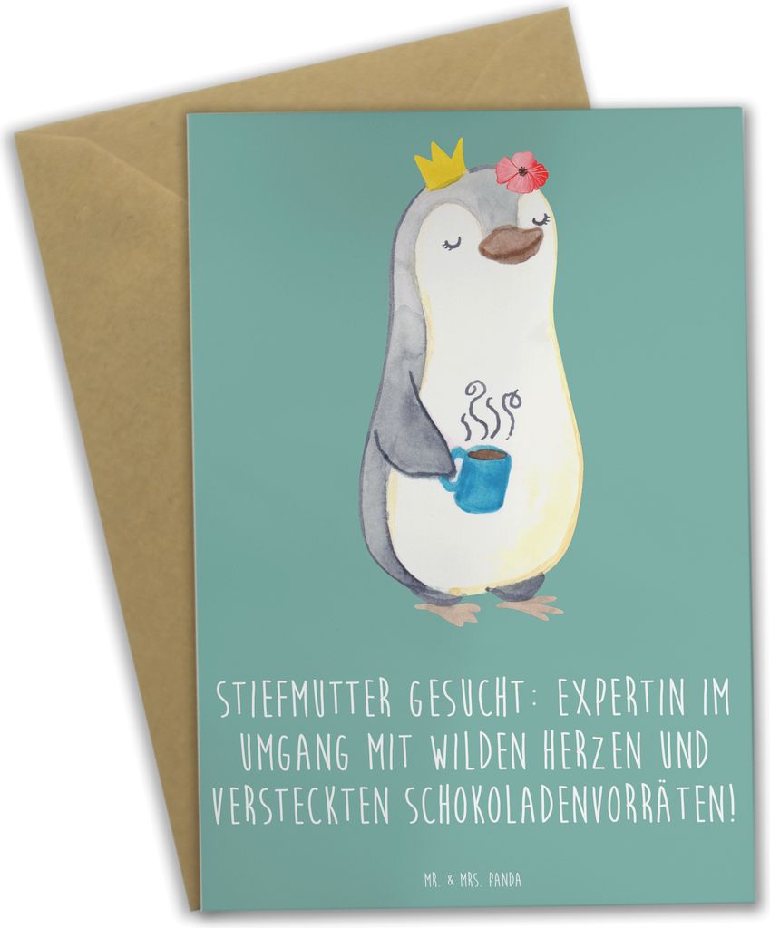 Mr. & Mrs. Panda valentinstagskarte Stiefmutter Expertin - Meeresbrise - Geschenk, humorvolle Hommage, dankeskarten, Lächeln, weihnachtskarten, Ge...
