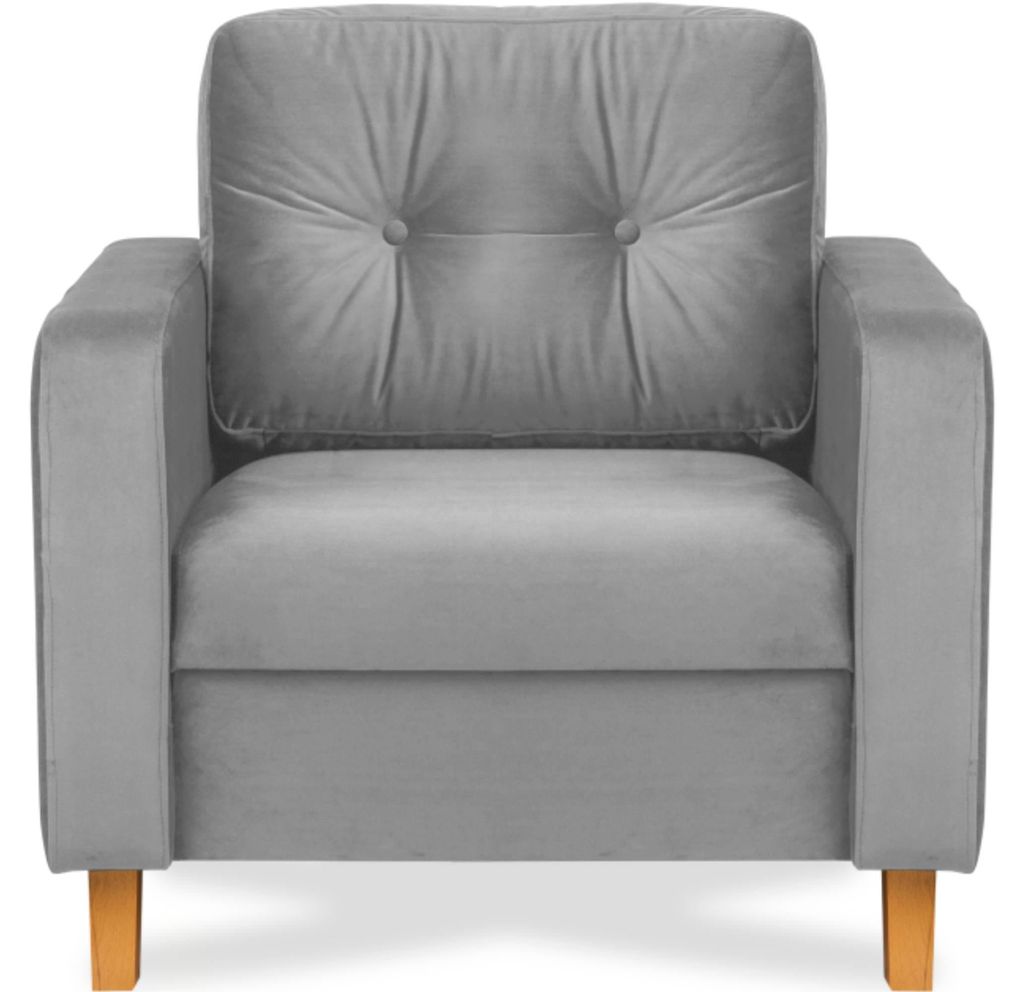 KONSIMO Klassische Sessel mit Armlehnen und angenehmer Stoff zum Anfassen "ERISO", grau, Velour-Stoff, Scandinavian, 80x75x75cm