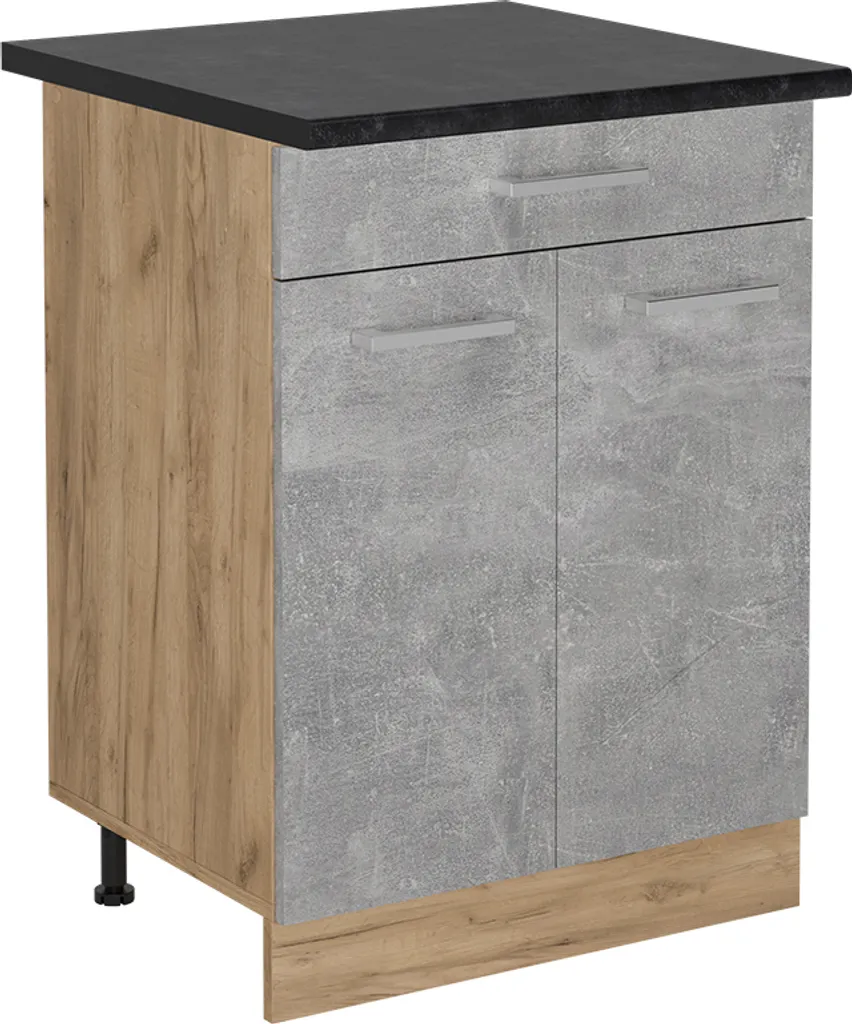 Vicco R-Line Meuble Bas de Cuisine 60cm Béton avec Tiroir Modèle 53434