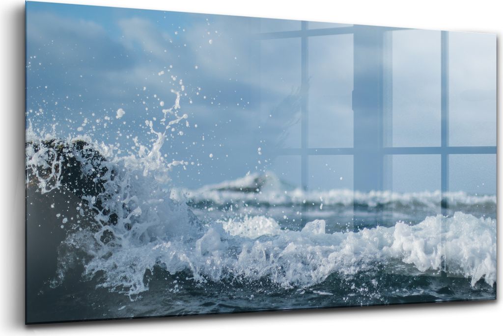 Bilder auf glas - Einteilig - Wanddekoration - Glas Bilder - 120x60 - Foto von Meereswellen