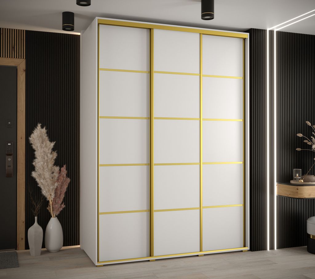 Kleiderschrank ASIRI 4 – 180/45 cm, weiß/gold