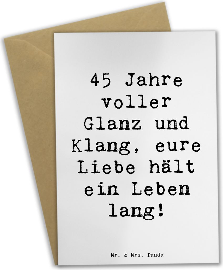 Mr. & Mrs. Panda babykarte Spruch 45. Hochzeitstag Messinghochzeit - Weiß - Geschenk, Meilenstein, beständige Liebe, Geschenke, Ehejubiläum, hoc...