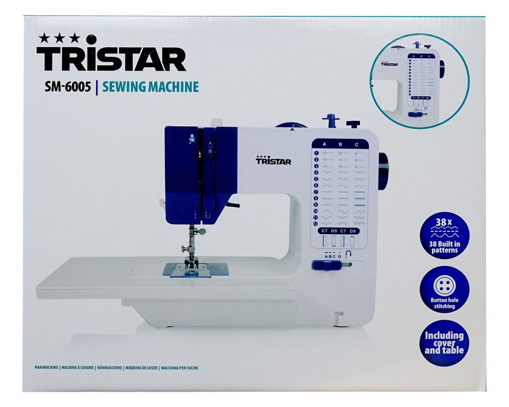 Tristar SM-6005 Nähmaschine, 38 integrierte Stichmuster, LED-Beleuchtung