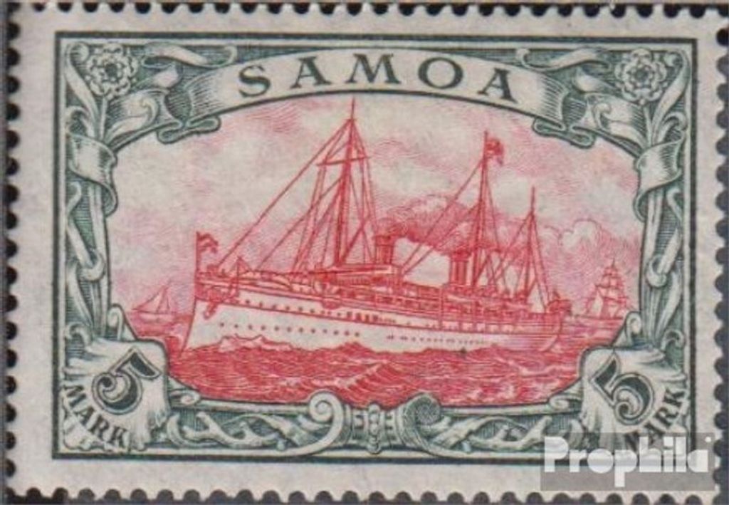 Briefmarken Samoa (Dt. Kolonie) 1915 Mi 23I A mit Falz Schiff Kaiseryacht Hohenzollern