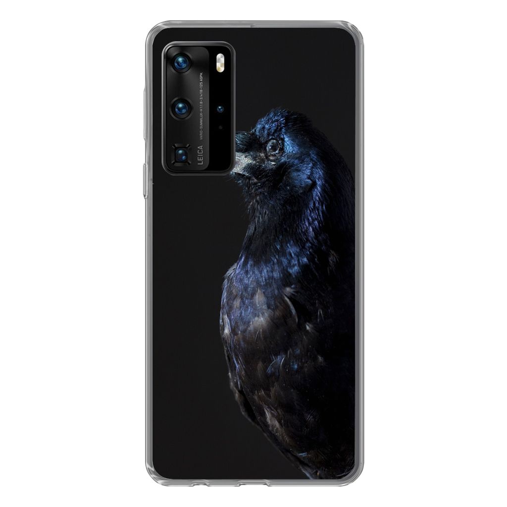 MuchoWow Handyhülle Schutzhülle Hülle für Huawei P40 Pro Vogel - Tiere - Schwarz Silikon Softcase Handy Hülle - Schutz