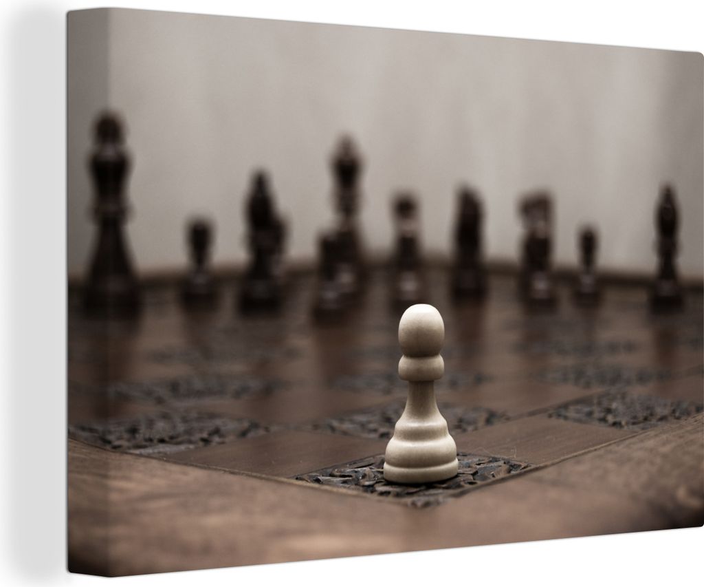 OneMillionCanvasses - Leinwandbilder - 140x90 cm, Weiß verliert beim Schach, Wandbilder Kunstdruck Wanddekoration - Foto auf Leinwand - Gemälde...