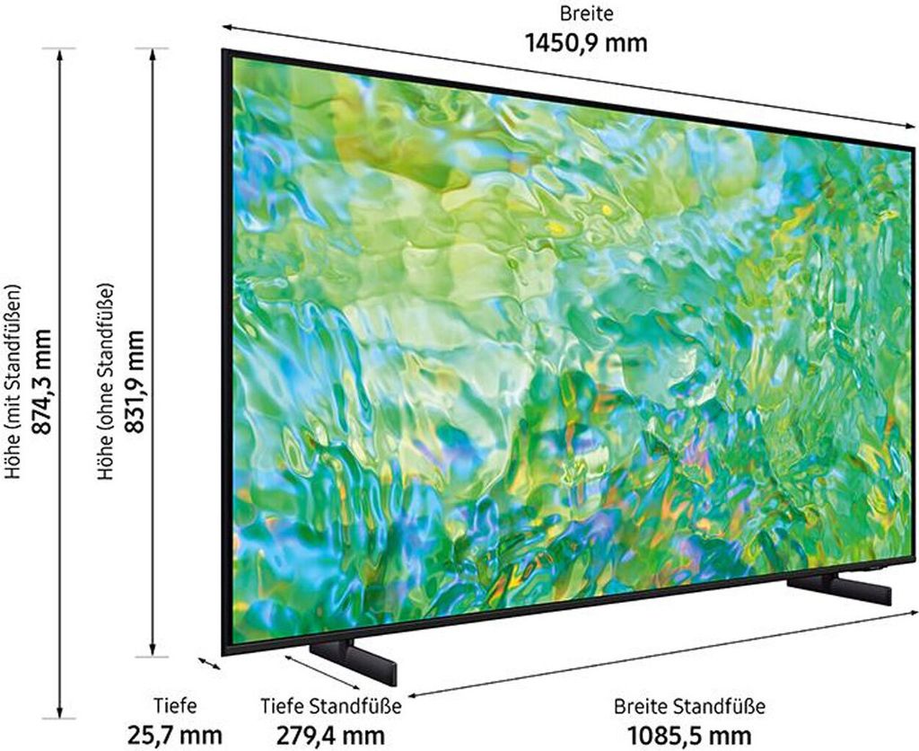 Samsung GU65CU8079UXZG LED TV (65 Zoll (163 cm), 4K UHD, HDR, Smart TV, Sprachsteuerung (Alexa, Google Assistant)), Farbe:Schwarz