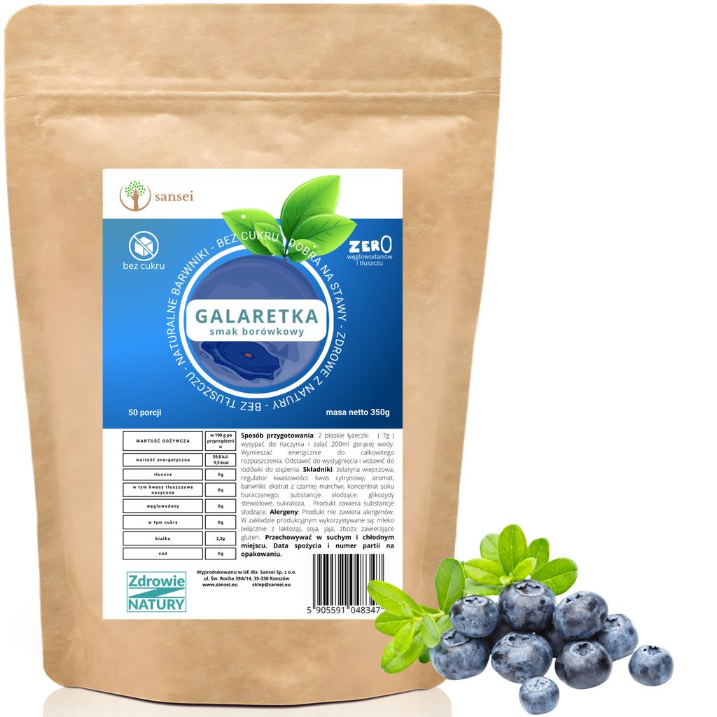 Galaretka bez cukru 350g aż 50 porcji BORÓWKA JAGODA FIT Zdjęcie produktu 
