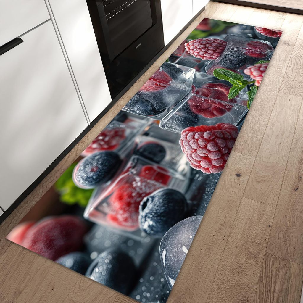 Küchenteppich 60x90cm rutschfest & abwischbar PVC Läufer - Beeren von Gefrorene