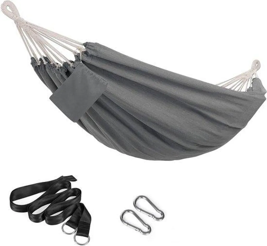 Hamac double gris 300 kg haute résistance - Tissu respirant et doux