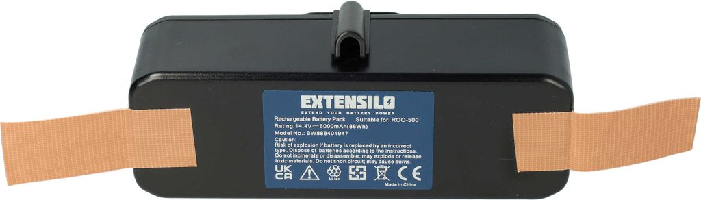 EXTENSILO Akku kompatibel mit iRobot Roomba 790, 800, 776p, 774, 775, 785, 780, 770, 776, 782, 782E, 775 Pet Staubsauger (6000 mAh, 14,4 V, Li-Ion)