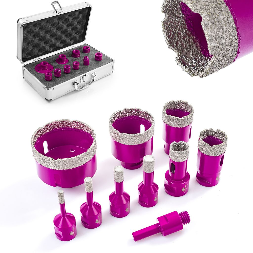 Diamant-Lochsägen, Bits für Steinzeug, 9-teiliges Set, Bohrer von fi6 bis fi68