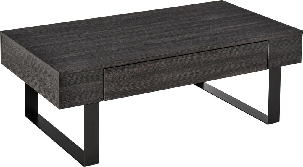 Fortuna Lai Couchtisch Beistelltisch mit Schublade & Regalen, stabiles Stahlgestell, einfacher Aufbau, modernes Design für Wohnzimmer