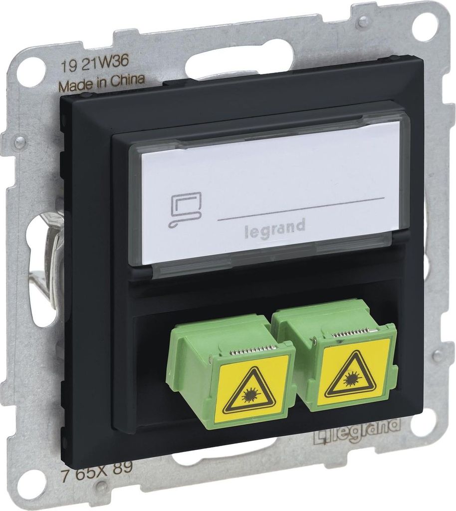 Legrand SEANO SC/APC Monomode Glasfaser-Steckdose, 2 Glasfaserkabel, Duplex Adapter, Anthrazit, 765489