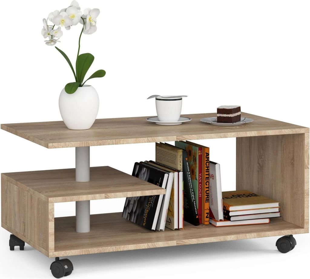 Table basse VINI avec roues en chêne sonoma - élégant et Image du produit 