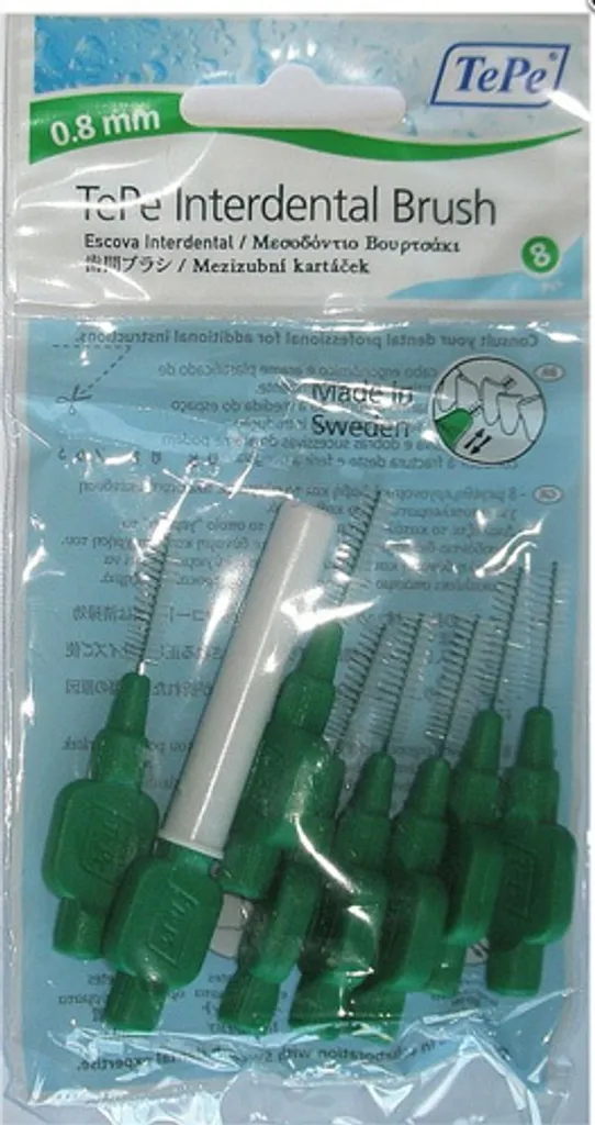 Nettoyer les Espaces Interdentaires avec Tepe 0,8mm Vertes - Pack de 8