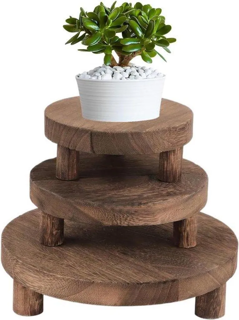 Supports ronds en bois pour fleurs - Lot de 3 tailles pour intérieur