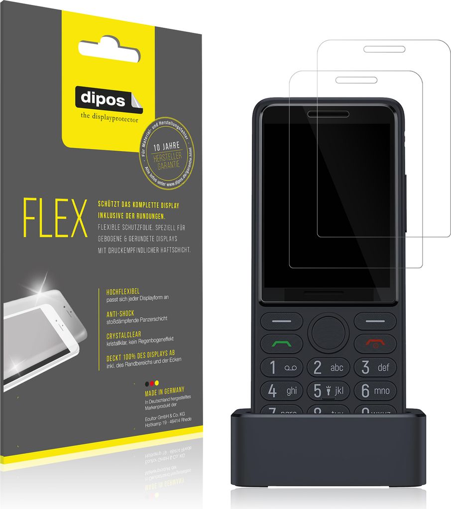 2x Schutzfolie für TCL OneTouch 4022S Folie, 100% Displayabdeckung, dipos Flex