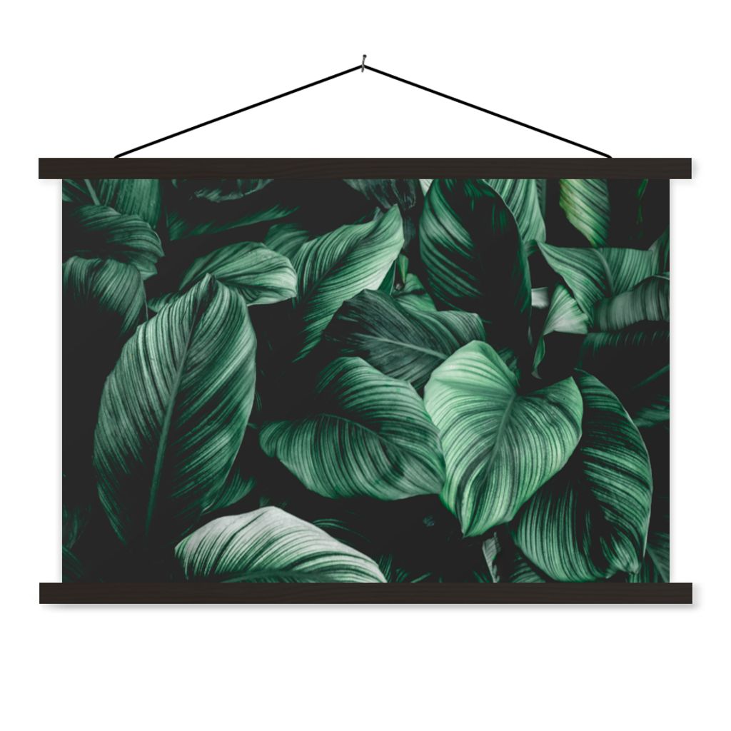 MuchoWow Textilposter Dschungel - Blätter - Tropisch - Pflanzen - Natur 150x100 cm mit schwarzem Rahmen - Schlafzimmer