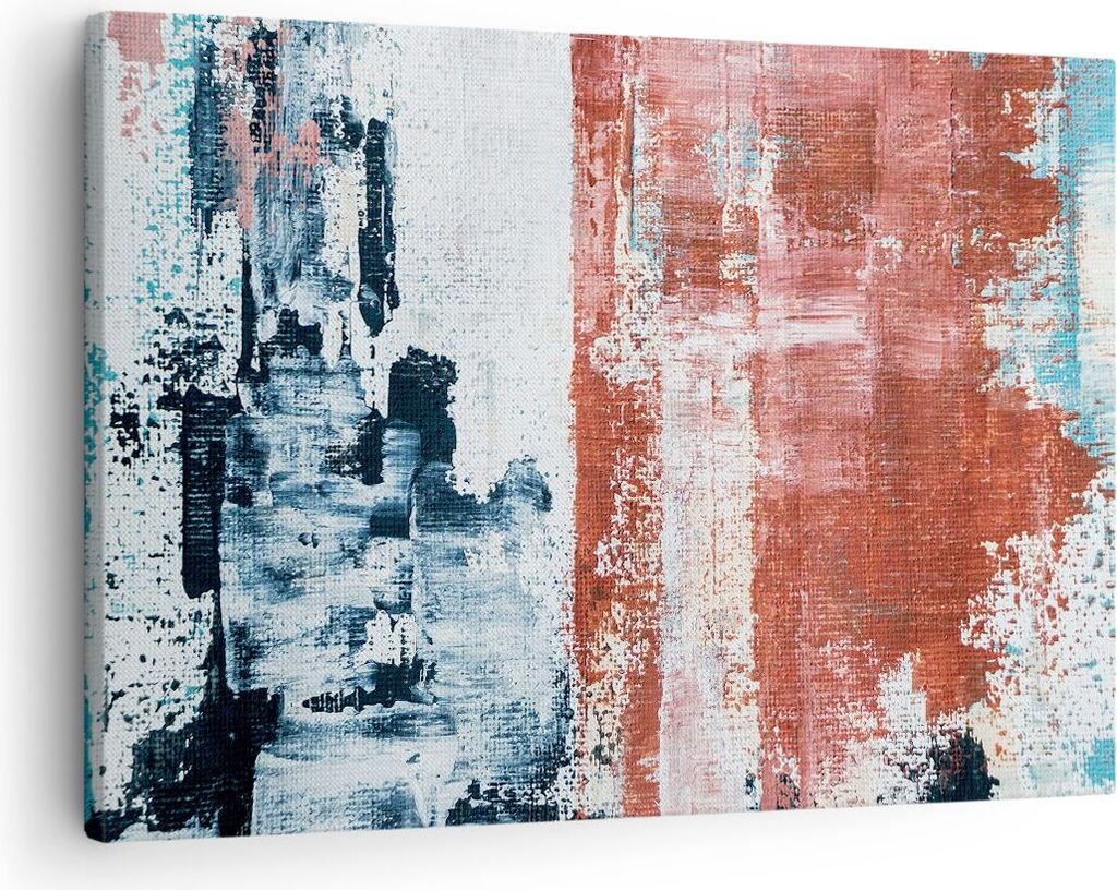 Bild auf Leinwand - Leinwandbild - Einteilig - Abstraktion Marine Rot - 70x50cm - Wand Bild - Wanddeko - Wandbilder - Leinwanddruck - Bilder - Wand...