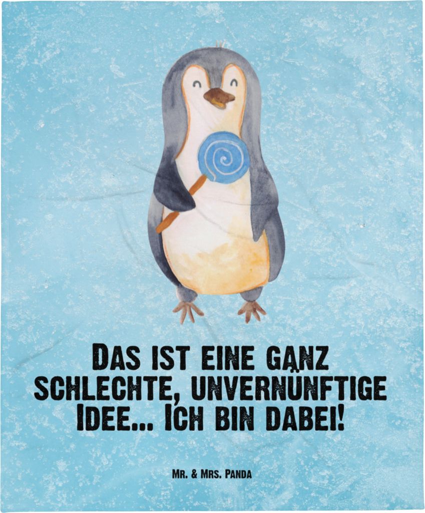 Mr. & Mrs. Panda Kinderdecke Pinguin Lolli - Eisblau - Geschenk, Schmusedecke, Plaid, Kinderwagendecke, Erstlingsdecke, Babydecke, Rebell, Schlumme...