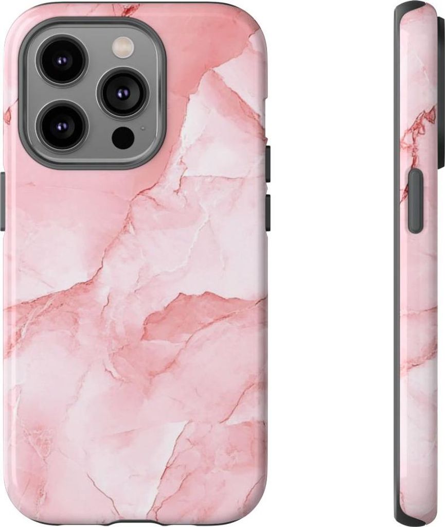 Glänzende Marmoroptik in Rosa – Hülle Kompatibel mit iPhone 14 Pro