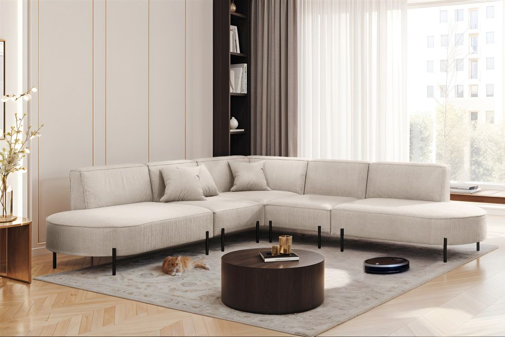 Ecksofa Designersofa VALENCIA in Stoff Scala Sand Universal Produktbild 