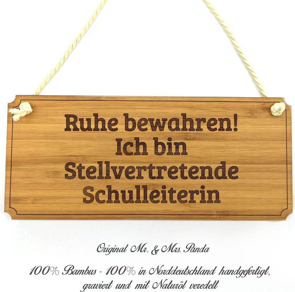 Mr. & Mrs. Panda Wegweiser Stellvertretende Schulleiterin - Geschenk, Geschenkidee, Schild, Firmenschild, Bachelor, Graviert, Türschild, wandtafel...