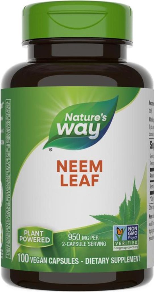 A bottle of Nature's Way Neem Leaf dietary supplement.