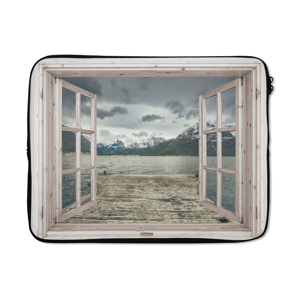 MuchoWow Laptop Hülle 15 Zoll Aussicht - Berg - Gerüst Laptoptasche - Laptoptasche - Sleeve - Rundum-Schutz