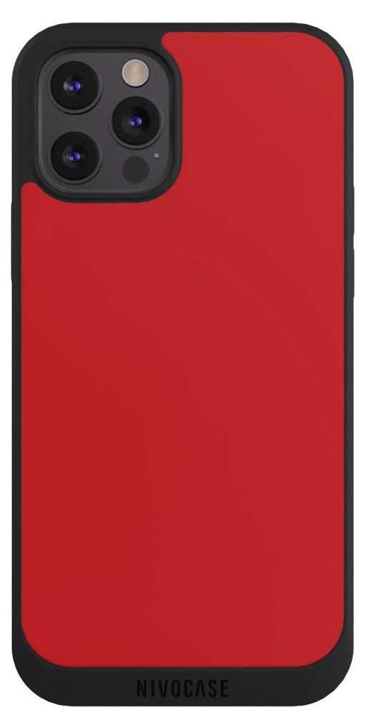 NIVOCASE Handyhülle für Apple iPhone 12 Pro Max Hülle NIVOpure Case Schwarz Farbe Rot einfarbig