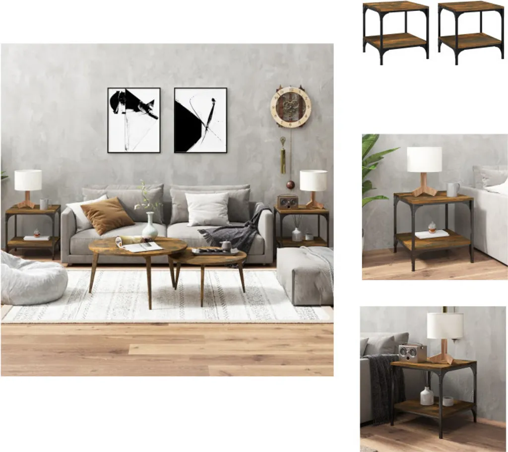 vidaXL Tavolini 2 pz Rovere Affumicato 40x40x40 cm | Arredo Salotto Moderno