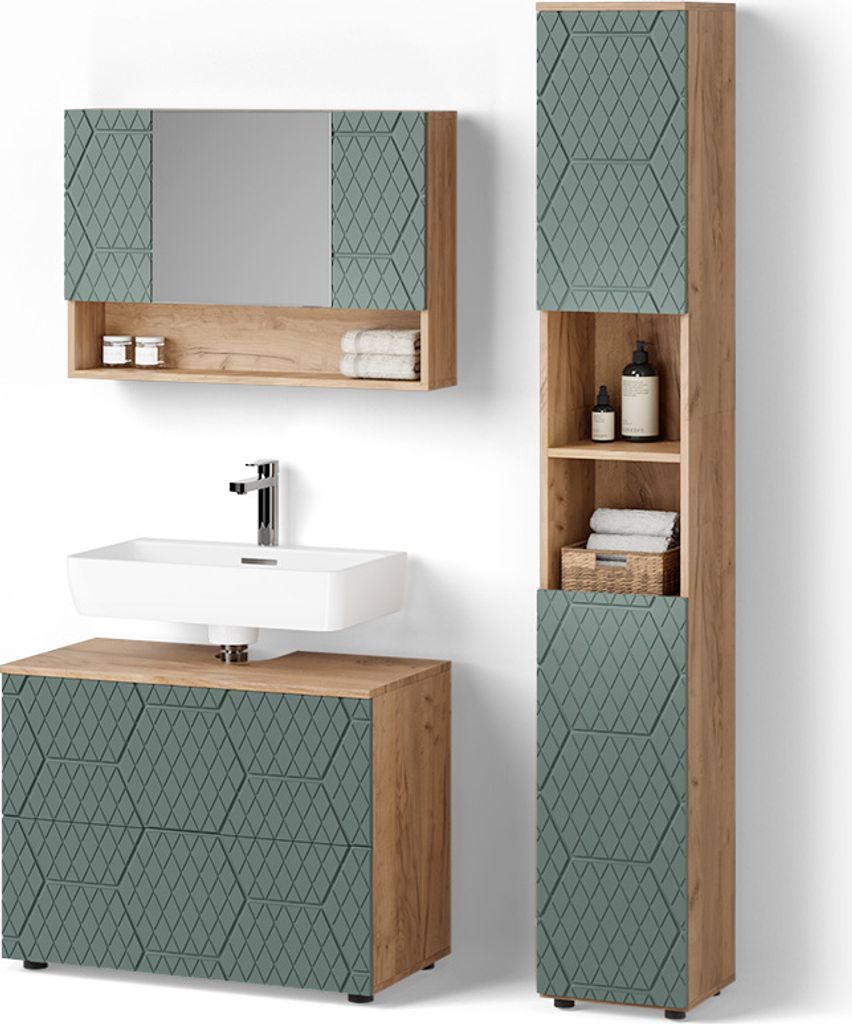Set mobili bagno Livinity Ronco Verde/Rovere dorato 3 Immagine del prodotto 