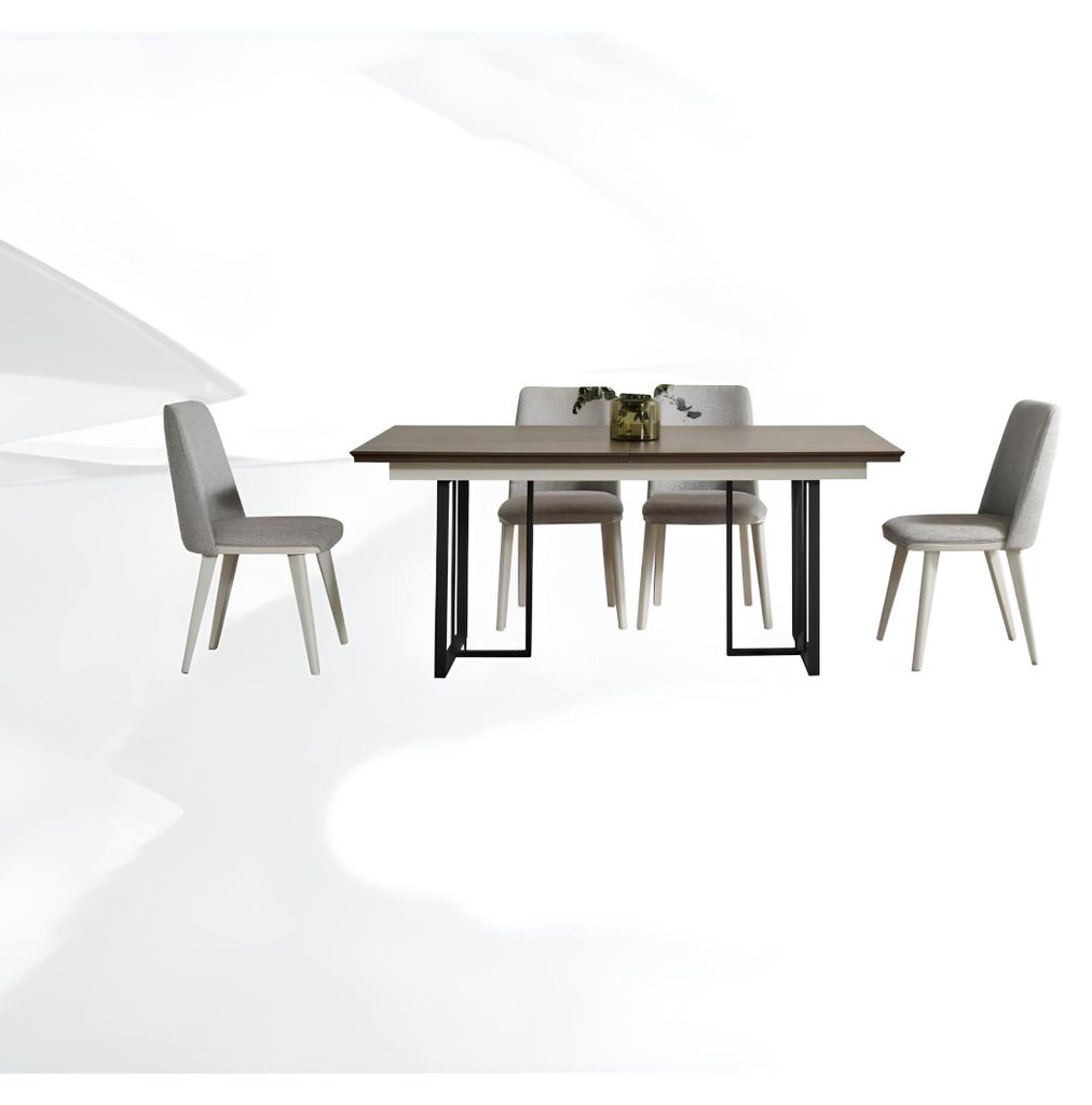 Essecke Essgruppe Weiß Esszimmer Gruppe Esstisch Stühle 7tlg Holz