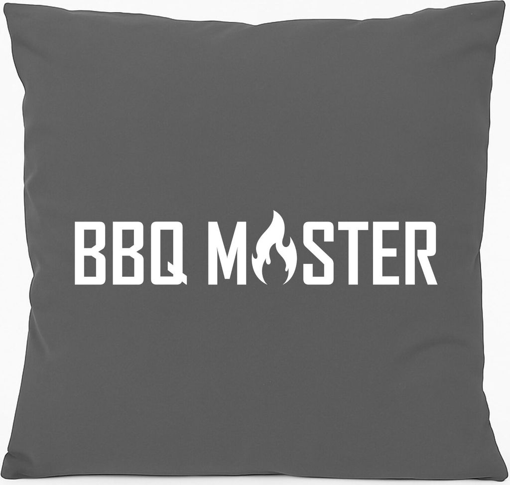 Huuraa Sofakissen BBQ Master Grillen Geschenk 40x40cm mit Füllung Steel Grey Baumwolle BBQ Master Mitbringsel