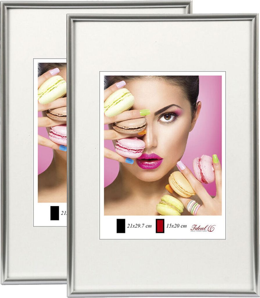 2er 3er 5er Pack Photo Style Set Bilderrahmen Wanddeko Collage Poster Kunststoff Rahmen - Farbe: 2er Pack Silber | Format: 29,7x42 DIN A3