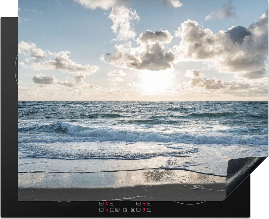 KitchenYeah Herdabdeckplatte Meer - Wolken - Deutschland , 65x52cm, Küche Deko, Glaskeramikfeld Herdabdeckung, Abdeckplatte fùr Kochfeld