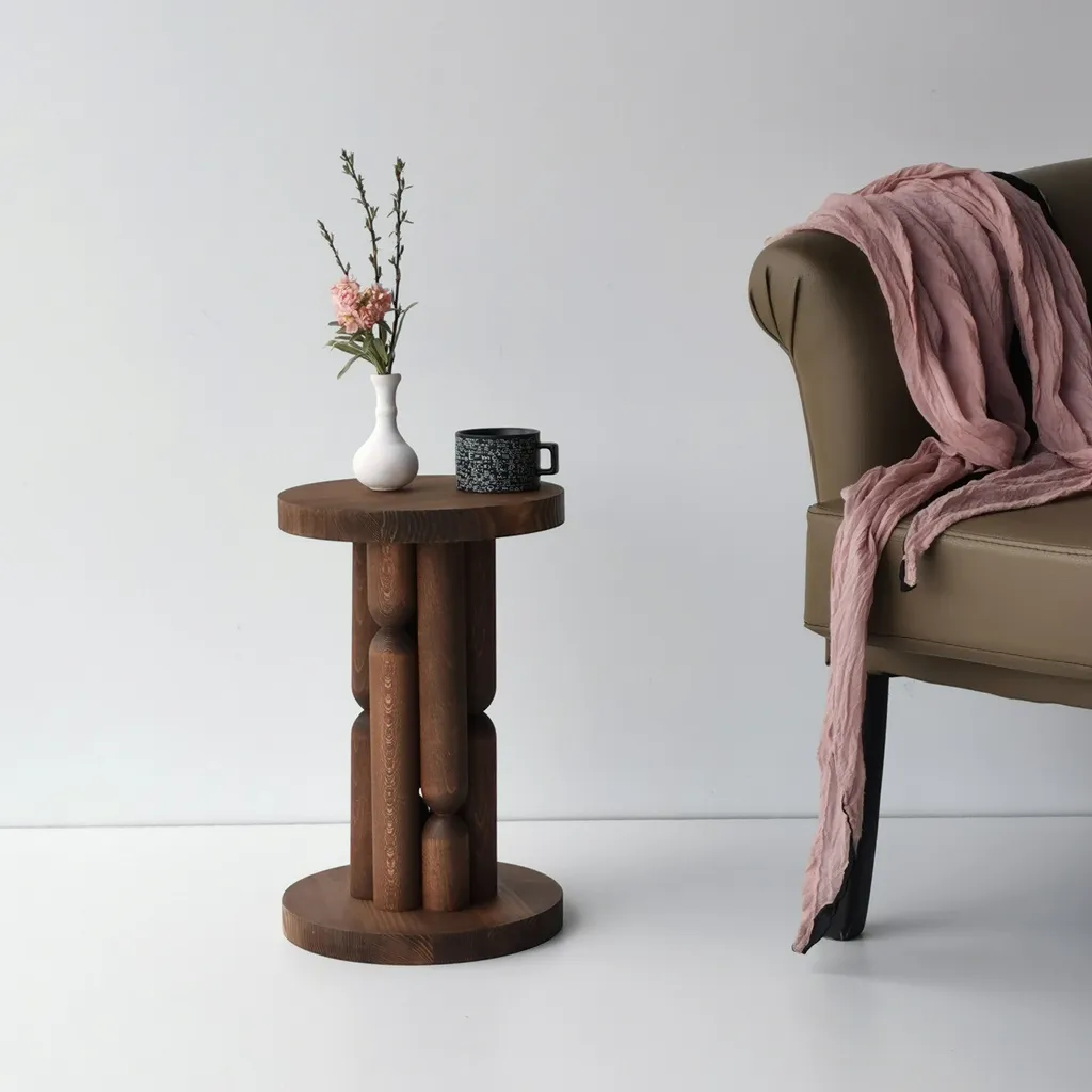 Table d'appoint stable en bois de hêtre, solution pour petits espaces - 4