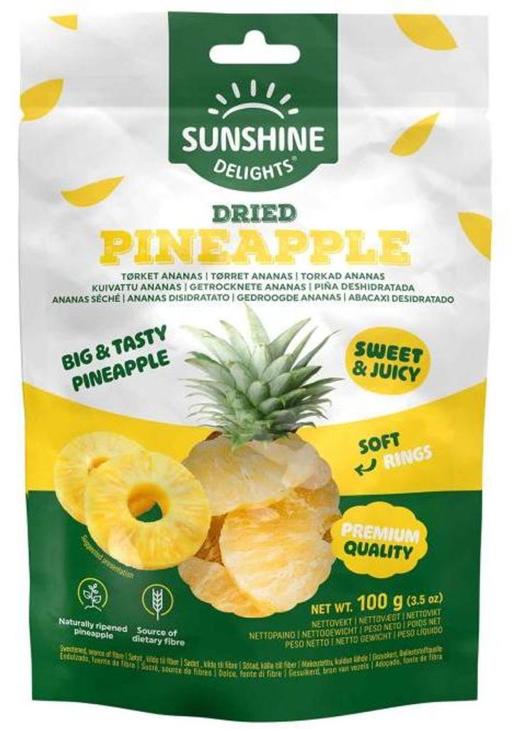 Sunshine Delights Dried Pineapple 100g Produktbild 